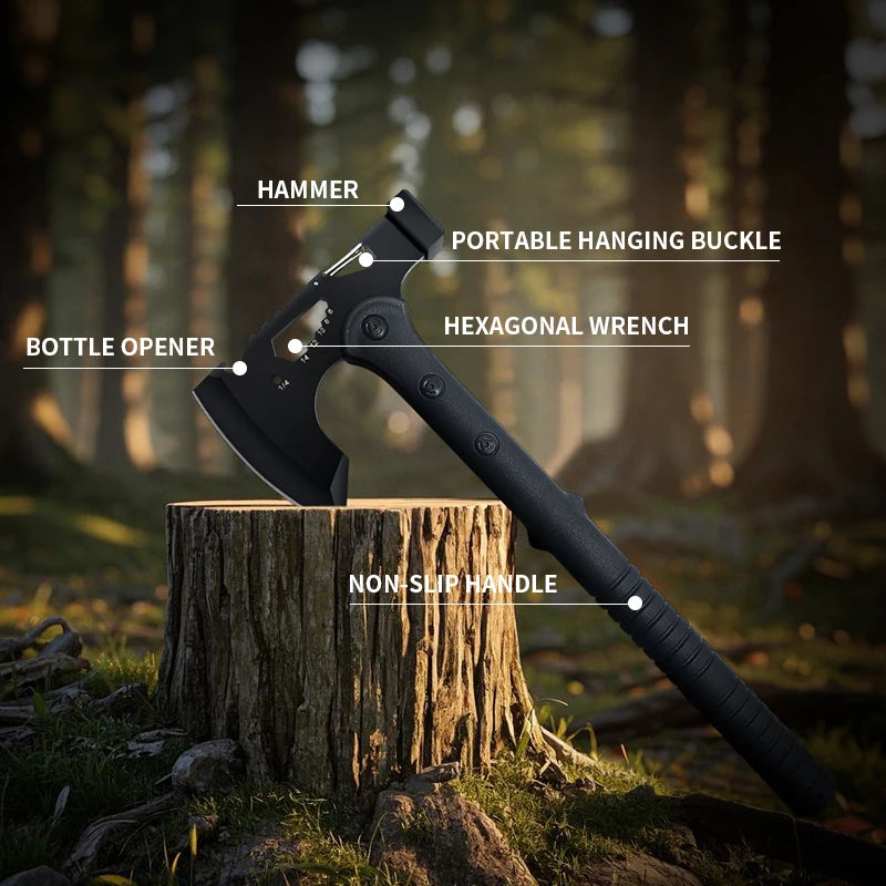 Outdoor camping axe, survival travel hand axe, multifunctional