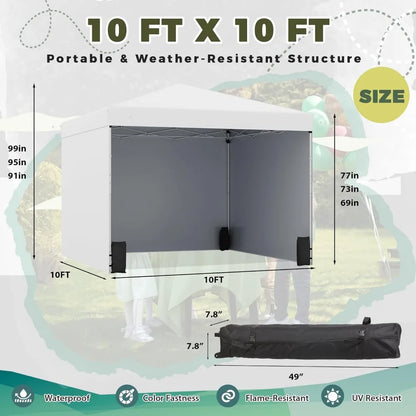 10'x10' Pop Up Canopy Tent with 3 Sidewalls