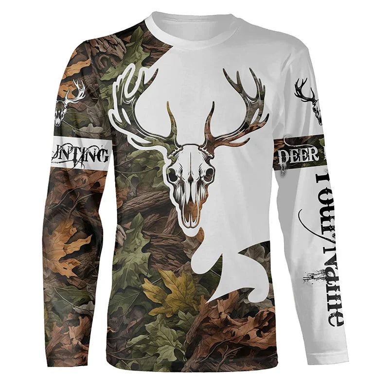 Camo Hunting Animals Wild Boar Men T-Shirt 3D Print Sport Long Sleeve Tee Tops Casual O Neck Streetwear T Shirts Men&