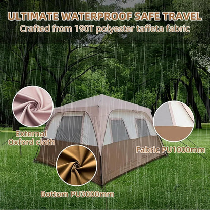 8 Person Instant Cabin Tents, Large  Family Tent Include Pre Installed Pole for Easy Installation,