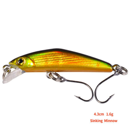 1pcs  4.3cm 1.6g Pesca Stream micro Fishing Lure Sinking Minnow Artificial Hard Bait For Bass Carp Pike SalmonTrout Panfish Lure