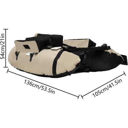 Fishing Float Tube Inflatable Boats U-Shaped Fishing Raft with Hand Air Pump Fish Ruler Paddle and Storage Pockets for Angling