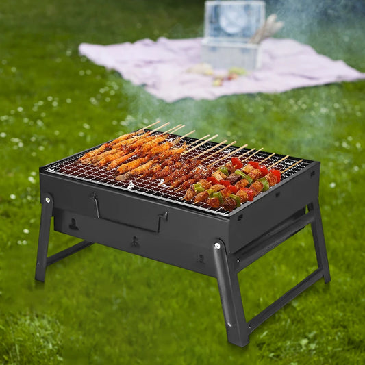 Stainless Steel Folding BBQ Charcoal Grill Mini BBQ Tool Grill Tabletop Barbecue Grill for Outdoor Cooking Camping Picnics