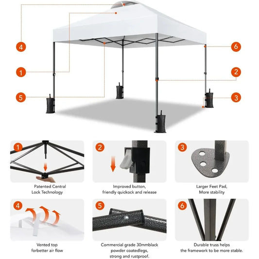 10x10ft 1-Person Setup Pop Up Canopy Tent