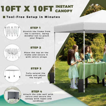 10'x10' Pop Up Canopy Tent with 3 Sidewalls