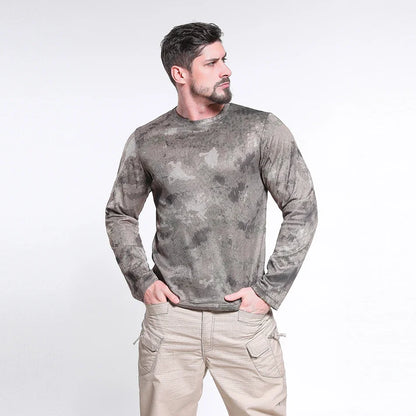 Long-Sleeve T-Shirt Anti-Sweat   Shirts Breathable Camo  Hunting Clothes Men Elasticity Sun-Protective Top