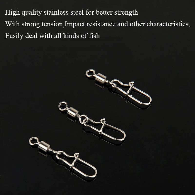 Bearing Rolling Swivel Stainless Steel Snap Pike Fishing Accessories Connector Fishhook Lure Swivels Tackle