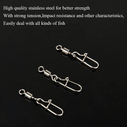 Bearing Rolling Swivel Stainless Steel Snap Pike Fishing Accessories Connector Fishhook Lure Swivels Tackle