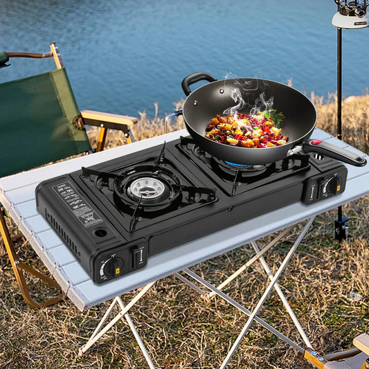 Portable Camping Stove, 2 Burners Butane Camping Stove