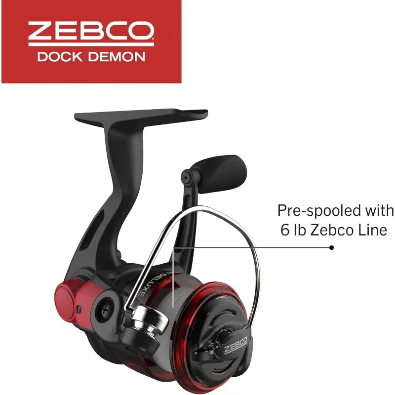 Zebco Dock Demon Spinning Reel or Spincast Reel and Fishing Rod Combo, 30-Inch Durable Fiberglass Rod, QuickSet Anti-Reverse Fis