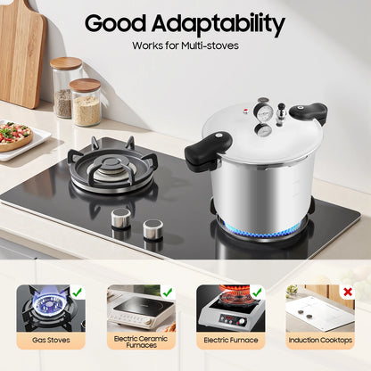 Pressure Cooker Pot with Pressure Gauge, Hand Control