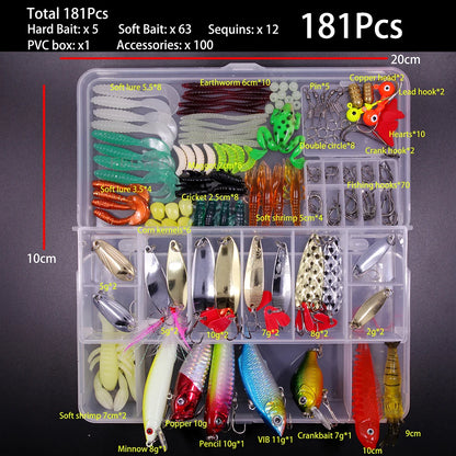 Fishing Lure Kit Soft and Hard Bait Set Gear Layer Minnow Metal Jig Spoon For Bass Pike Crank Tackle Accessories