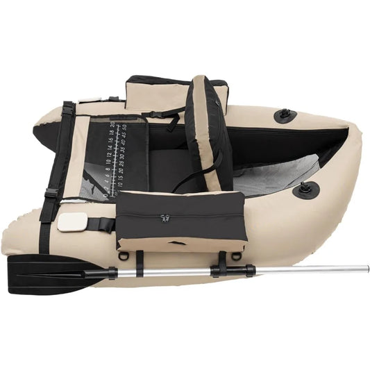 Fishing Float Tube Inflatable Boats U-Shaped Fishing Raft with Hand Air Pump Fish Ruler Paddle and Storage Pockets for Angling
