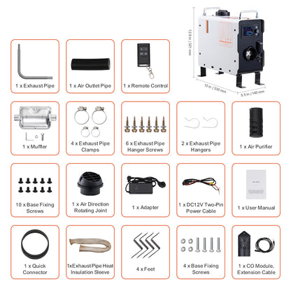 All in One Diesel Air Heater with Remote Control Display Screen
