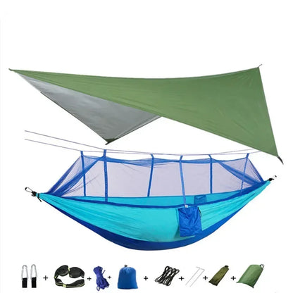 Camping Hammock with Mosquito Net&Rainfly Tent Tarp & Tree Straps