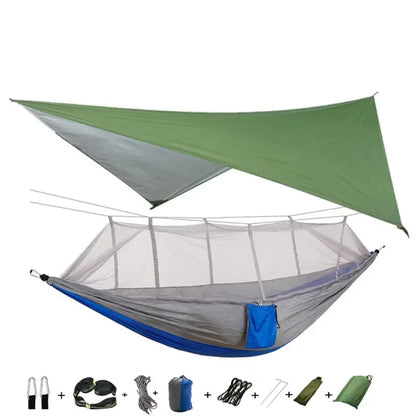 Camping Hammock with Mosquito Net&Rainfly Tent Tarp & Tree Straps