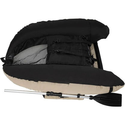 Fishing Float Tube Inflatable Boats U-Shaped Fishing Raft with Hand Air Pump Fish Ruler Paddle and Storage Pockets for Angling