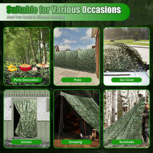 Lightweight & Foldable 8x8M Camouflage Net -   Survival - Multi-Purpose Use for Cover,