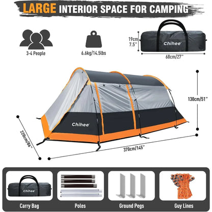 Camping Tents Tunnel Tent 4 Person Family Tents with 2 Doors
