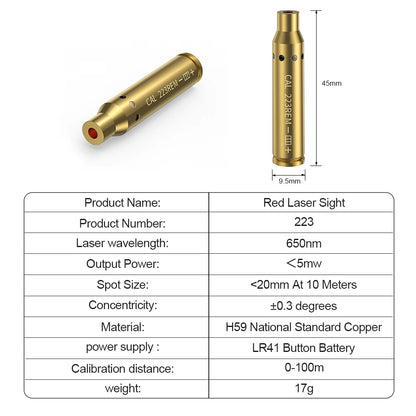 223REM Optics Cartridge Red Dot Laser Bore Brass Bore