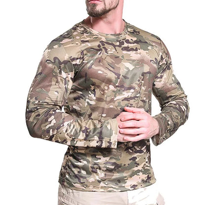 Long-Sleeve T-Shirt Anti-Sweat   Shirts Breathable Camo  Hunting Clothes Men Elasticity Sun-Protective Top