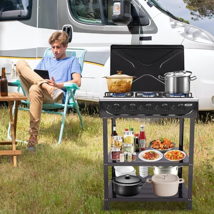 Natural Gas Stove Outdoor 5-Burner Stove Portable Gas Stove