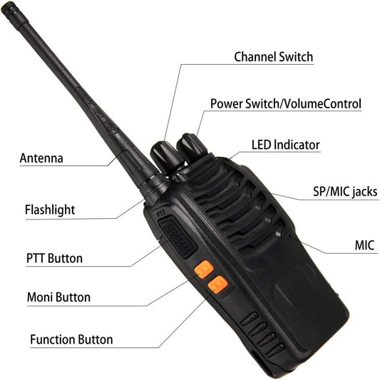 NEW 6 Pack 2 Way Radios Long Range Walkie Talkies w/Headphones,16 Channel Handheld w/Flashlight Li-ion Battery&Charger