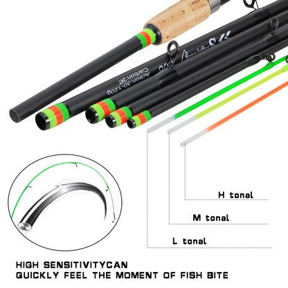 Sougayilang 3M Feeder Fishing Rod Cork Handle Carbon Fibre Spinning Fishing Rods L M H Power 30-120g Lure Weight Carp Pole Pesca