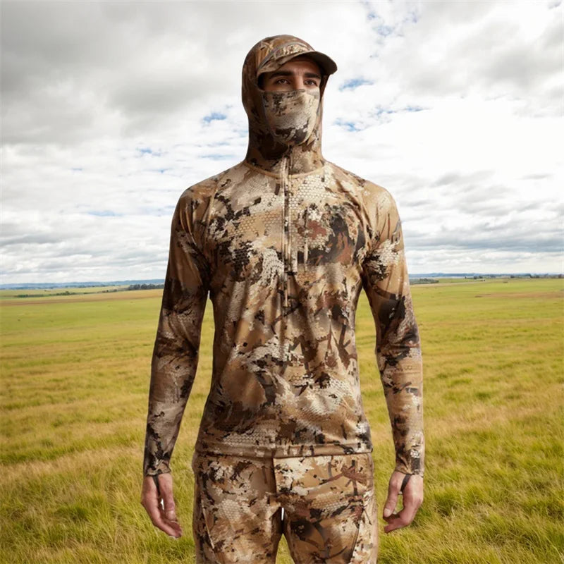 Lightweight hoodie camouflage clothing Mask pullover hunting fishing hoodie
