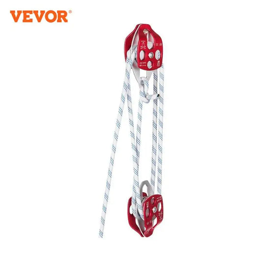 VEVOR Twin Sheave Block and Tackle 2/5-1/2 In 100-200 Ft Braid Rope 30-35KN 6600-7705 LBS Lifting Trellis Rigging Cargo Slings