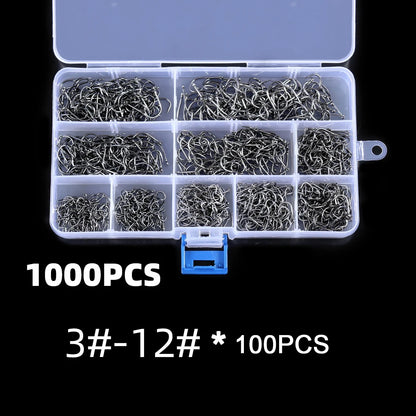 Fishing Hooks Set High Carbon Steel Barbed Fishhooks for Saltwater Freshwater