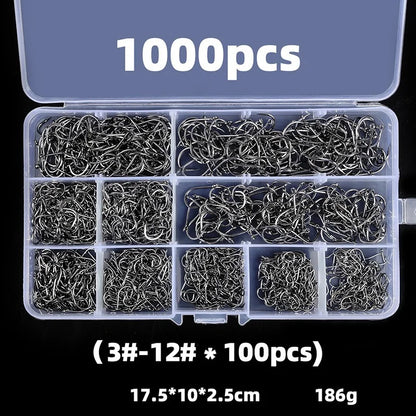 Fishing Hooks Set High Carbon Steel Barbed Fishhooks for Saltwater Freshwater