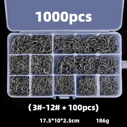 Fishing Hooks Set High Carbon Steel Barbed Fishhooks for Saltwater Freshwater