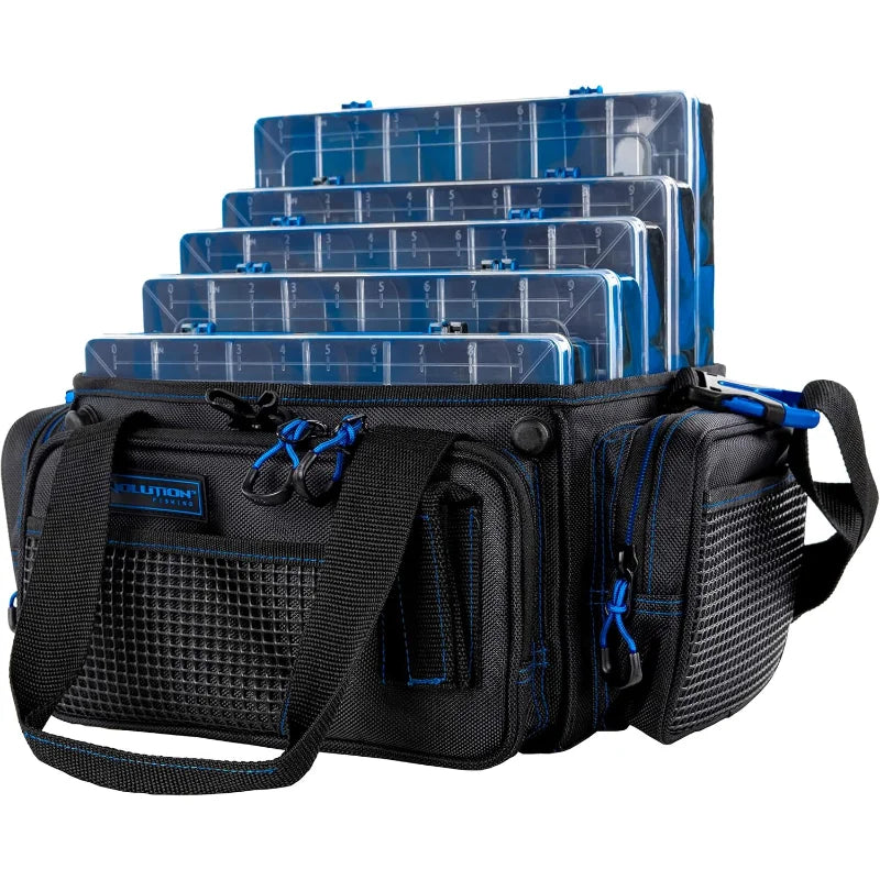 Tackle Bag – Outdoor Rucksack w/ 5 Fishing Tackle Trays Size: 3600
