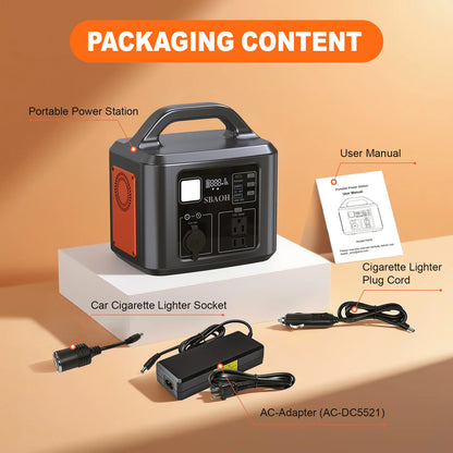 538.7Wh 600W Portable Outdoor Power Station with Solar Charging Input,  AC Power Outlet,
