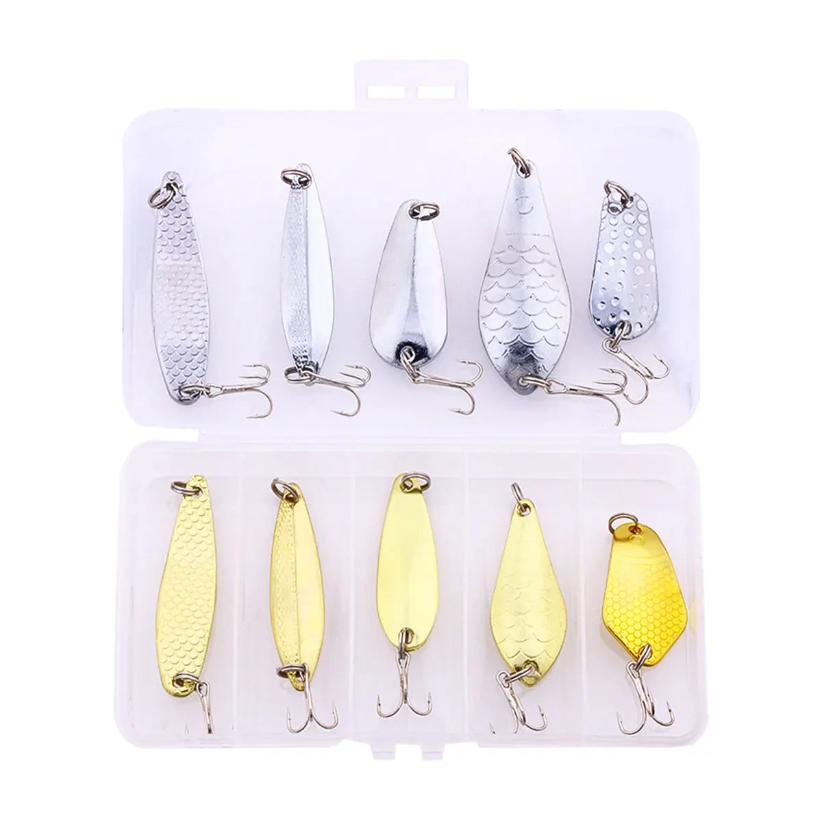 Hengjia 1pcs Metal Bait Spoon Lure with Treble Hook Gold /Silver River Fishing Lure for Bass Pike Perch