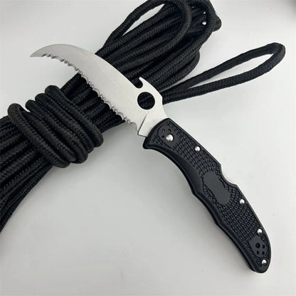 Tactical Folding Stainless Steel Handle Spear Point Flat Edge