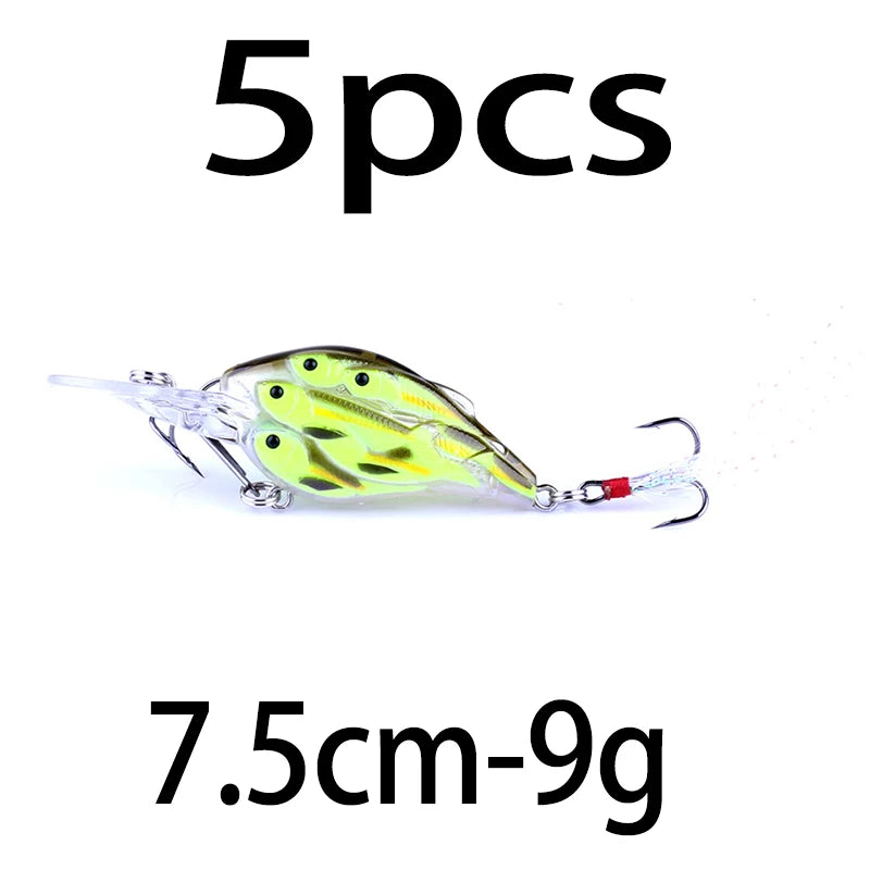 HENGJIA 1pc Diving Depth Crankbait Fishing Lures Swimbait Isca Artificial Bait floating Fishing Wobblers 7.5cm 9g pesca peche