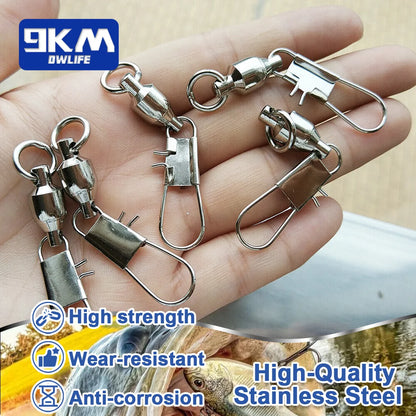 Snap Fishing Swivels Ball Bearing Interlock Snap Pin Stainless Steel Fishing Accessories Fishing Lures Pin Connector