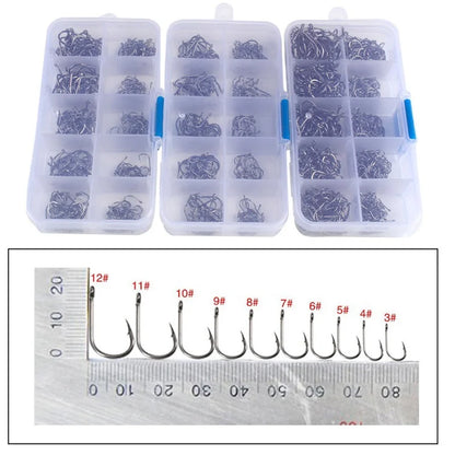 Fishing Hooks Set High Carbon Steel Barbed Fishhooks for Saltwater Freshwater