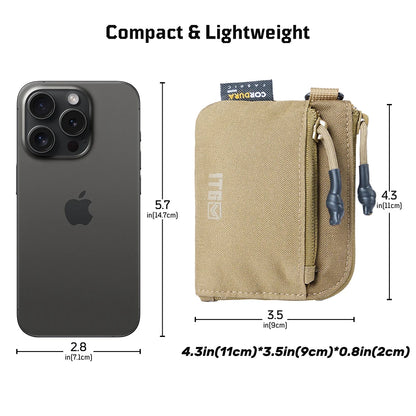 Waterproof EDC Pouch Portable Key Change Purse Wallet Travel Kit Coin Mini Purse & Card Slots And Zippers Pouch