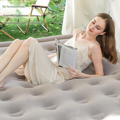 PVC Inflatable Sleeping Mattress 2 Person Camping Bed Mat Built-in Pump