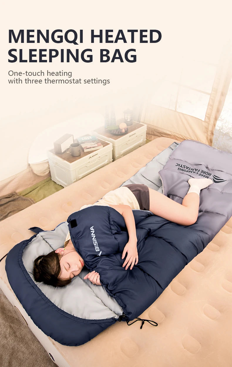 BISINNA Heating Sleeping Bag for Adults Cold Weather Lightweight Portable Warm Winter Camping Bags for Outdoor Hiking Supplies