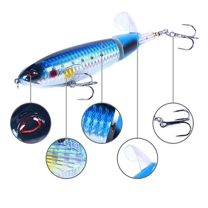 Popper Fishing Lure Set 11cm/14cm Artificial Topwater Hard Bait Rotating Wobblers Tail