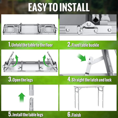 Folding camping table,87x40cm,3 adjustable heights (26/48/70cm),portable for camping,picnic,garden use
