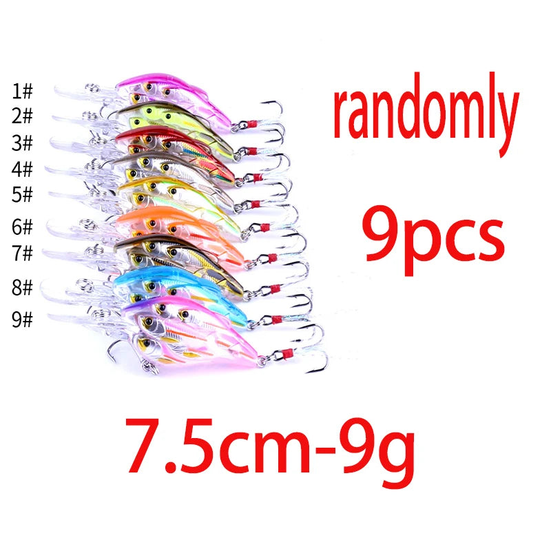 HENGJIA 1pc Diving Depth Crankbait Fishing Lures Swimbait Isca Artificial Bait floating Fishing Wobblers 7.5cm 9g pesca peche