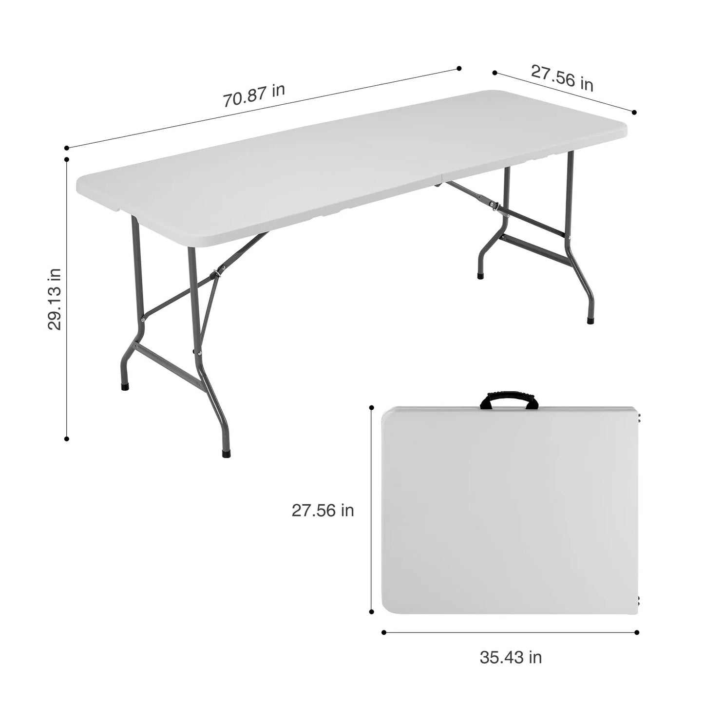JHK-Outdoor Portable Folding Table, Heavy Duty Foldable Table with Carrying Handle, Safety Lock for Camping, Picnic, Dining