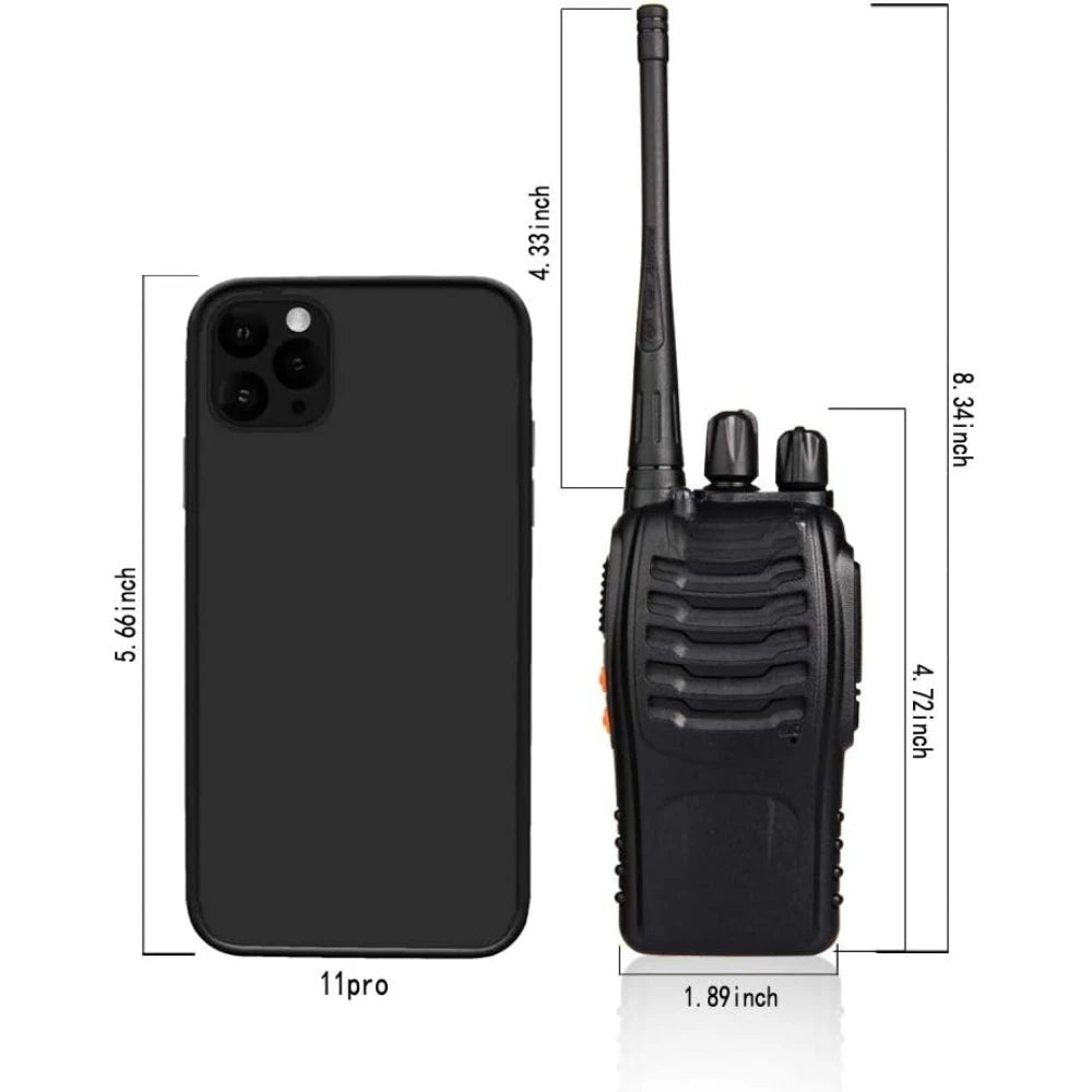 NEW 6 Pack 2 Way Radios Long Range Walkie Talkies w/Headphones,16 Channel Handheld w/Flashlight Li-ion Battery&Charger