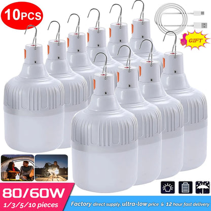 USB Rechargeable LED Emergency Lights 80W Outdoor Camping Portable Lantern