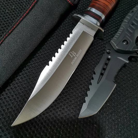 Premium Combo Set: 10.43" Fixed Blade & 8.39" Folding Knife - For Outdoor Adventures, Camping, Hunting & Survival